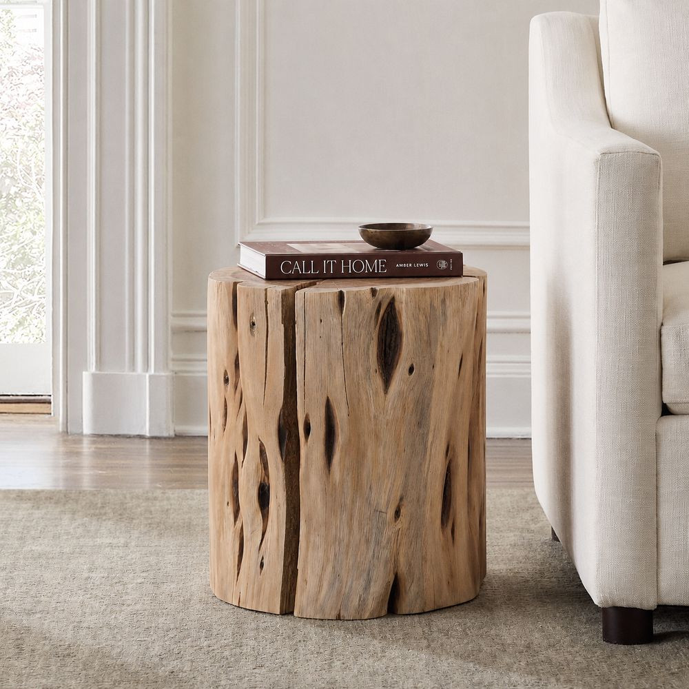 Solid Wood Stump Side Table (13") | West Elm (US)