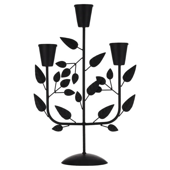 My Texas House Iron Leaves Candle Holder, Black, 14" | Walmart (US)
