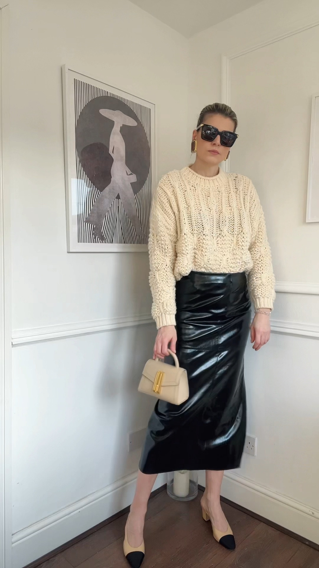 Spring outfit, chic outfit, midi skirt, cream jumper, slingbacks, Chanel sling backs , demellier bag, cream bag 

#LTKover40 #LTKVideo #LTKeurope