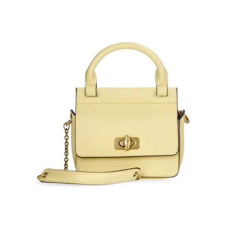 Scoop Women's Faux Leather Top Handle Mini Bag with Crossbody Strap, Yellow | Walmart (US)