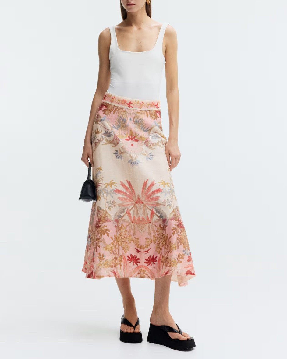 Pink palm print linen midi skirt

#LTKSeasonal