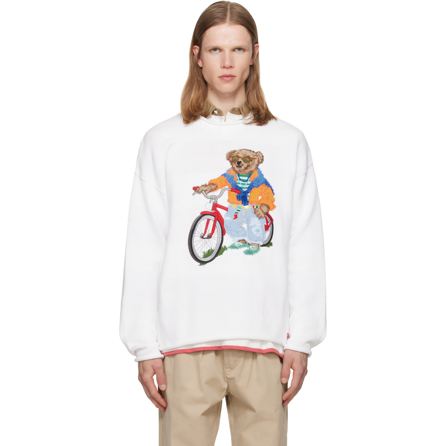 Polo Ralph Lauren White Polo Bear Bike Sweater | SSENSE