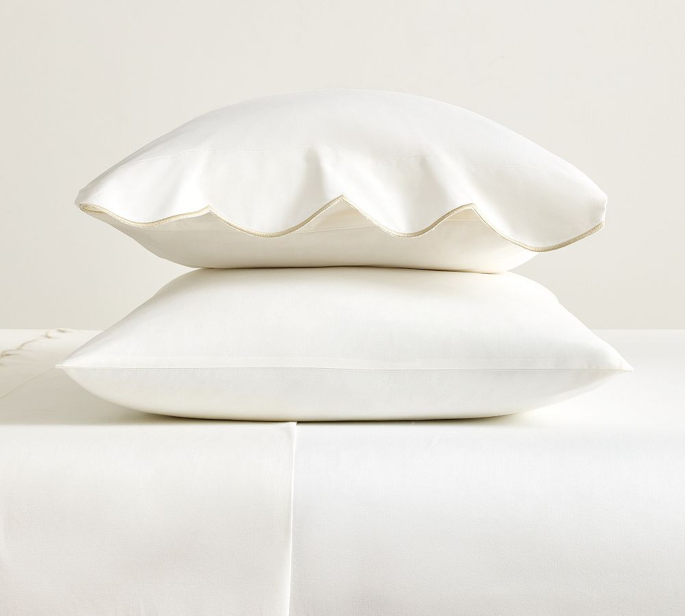 Scalloped Embroidered Pillowcases - Set of 2 | Pottery Barn (US)