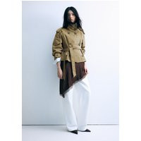 Stradivarius High-neck trench coat with belt Olive green XXS | Stradivarius (UK)