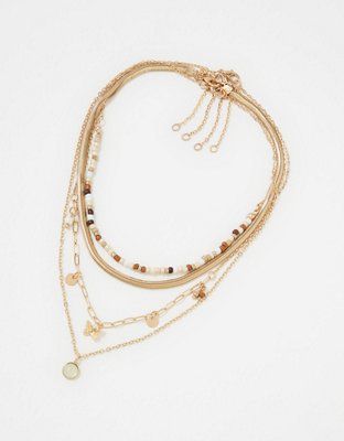 AEO Beaded Necklace 4-Pack | American Eagle Outfitters (US & CA)