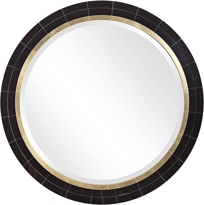 Uttermost Nayla Black w/ Antique Brass 36" Round Wall Mirror | Amazon (US)