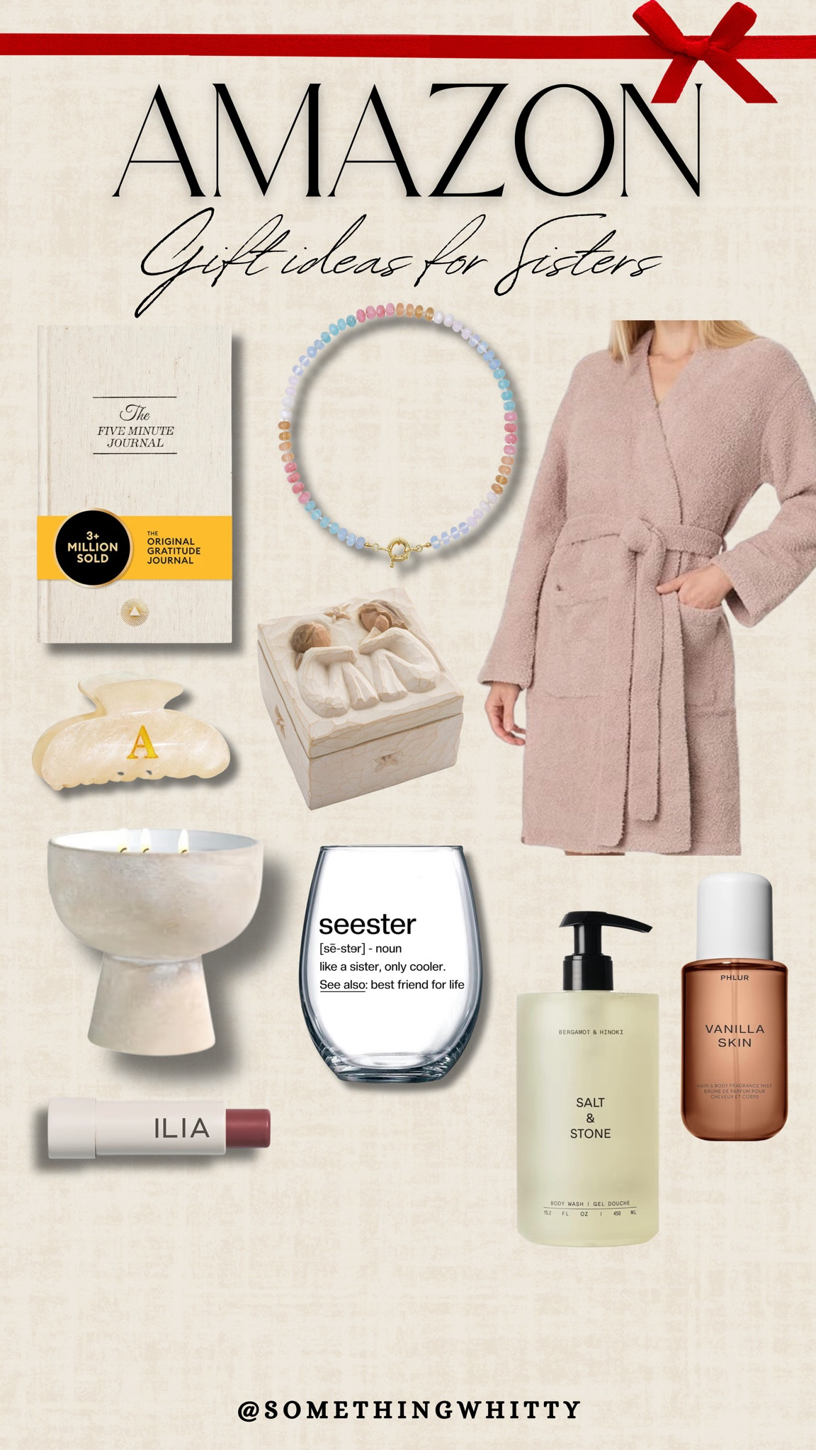Gifting ideas for sisters! From relaxing robes to friendship jewelry, find the perfect present for your sister from this list. #sisterlove #giftideas #somethingwhitty #founditonamazon #giftguide #holiday #christmas

#LTKHoliday #LTKGiftGuide #LTKFindsUnder100