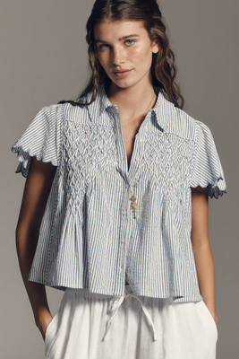 Maeve Cotton Scalloped Swing Top | Anthropologie (US)