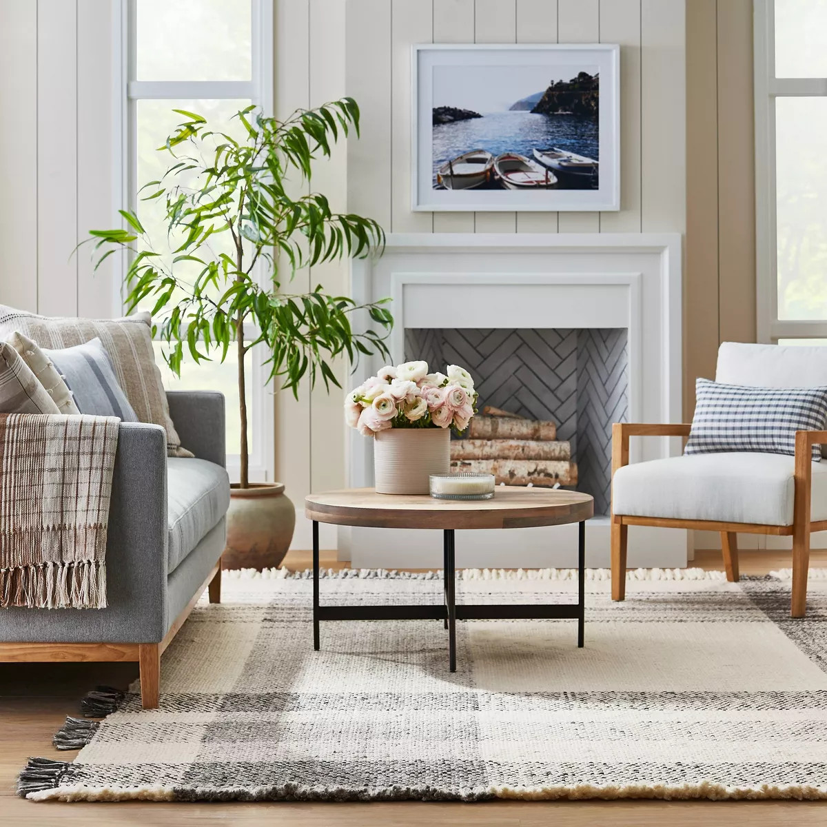 Laurelhurst Indoor/Outdoor Plaid Rug Black/White - Threshold™ designed with Studio McGee | Target