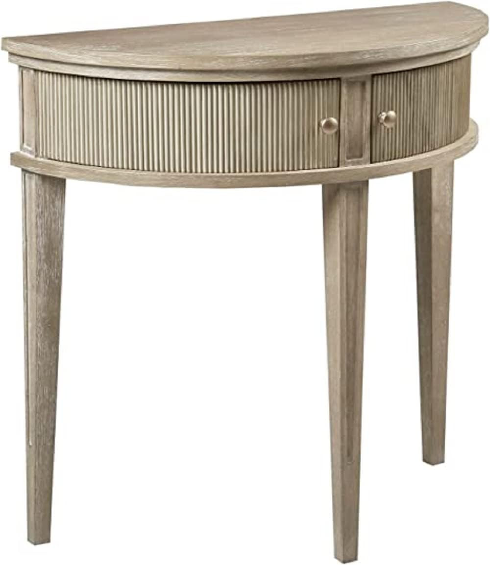 MARTHA STEWART Crestview Hall Console Table for Entryway with Storage, Solid Rubber Wood Frame, Vintage Demilune Shape, Bronze Knobs, Farmhouse, Accent Living Room Furniture Décor - Reclaimed Wheat | Amazon (US)