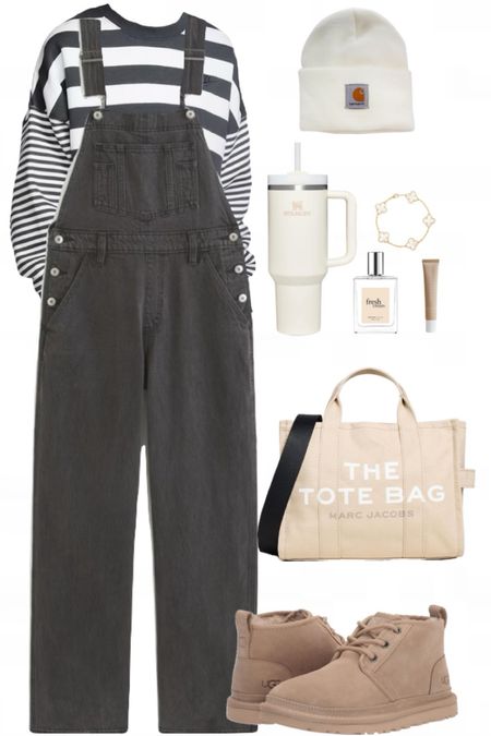 Neutrals Outfit, Business Casual Outfit, Neutrals Fashion, Winter Outfit, Winter Fashion, Modest Outfits, Modest Fashion, Minimalist Fashion, 2024 Outfit Inspo, Valentines Aesthetic, Valentines Outfit, Valentines Fashion, aesthetic outfits, Carhartt Beanie, Black Overalls, Wide Leg overalls. Brunel Uggs, Marc Jacobs Tote Bag

#LTKmidsize #LTKplussize #LTKstyletip