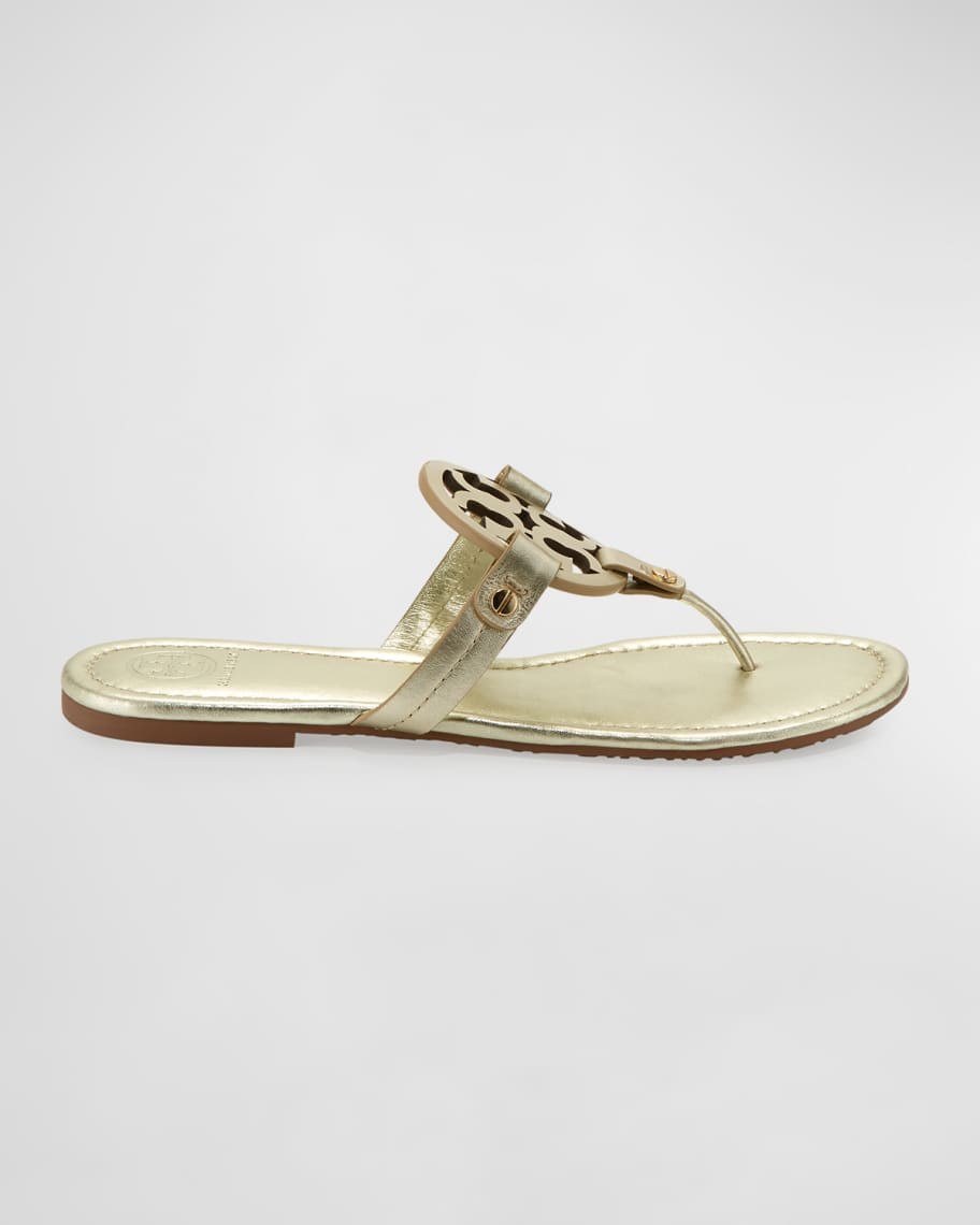 Tory Burch Miller Leather Logo Sandals | Neiman Marcus