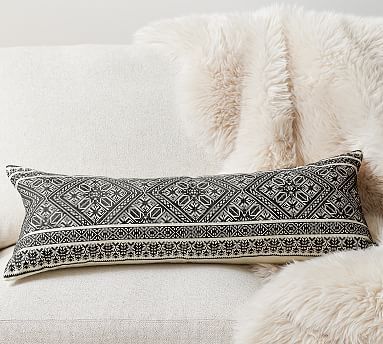 Callia Embroidered Lumbar Pillow Cover | Pottery Barn (US)