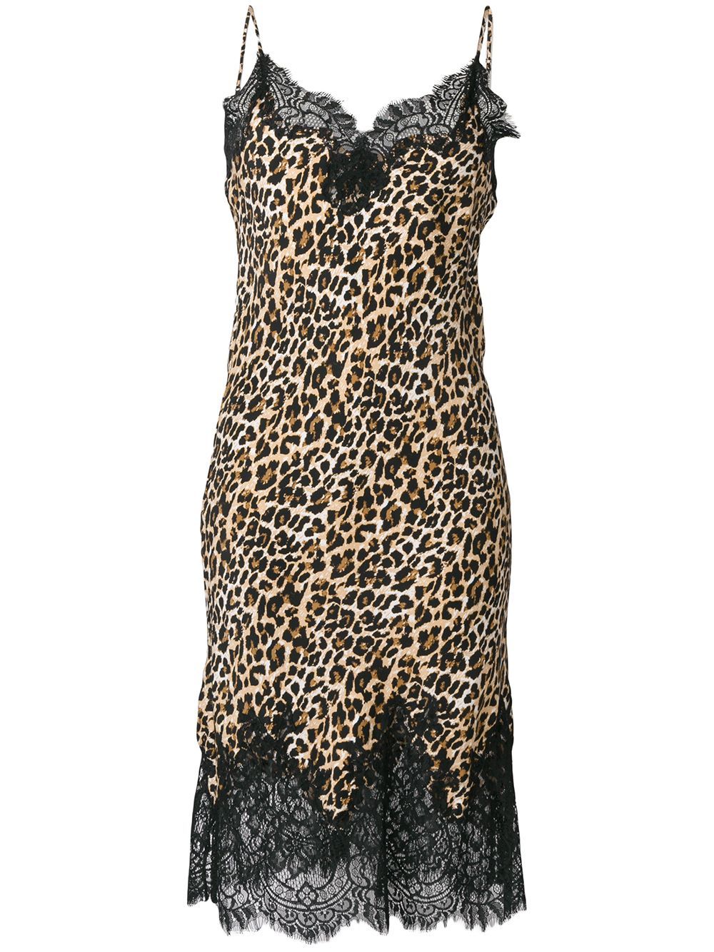 Gold Hawk lace trim leopard print dress - Brown | FarFetch US