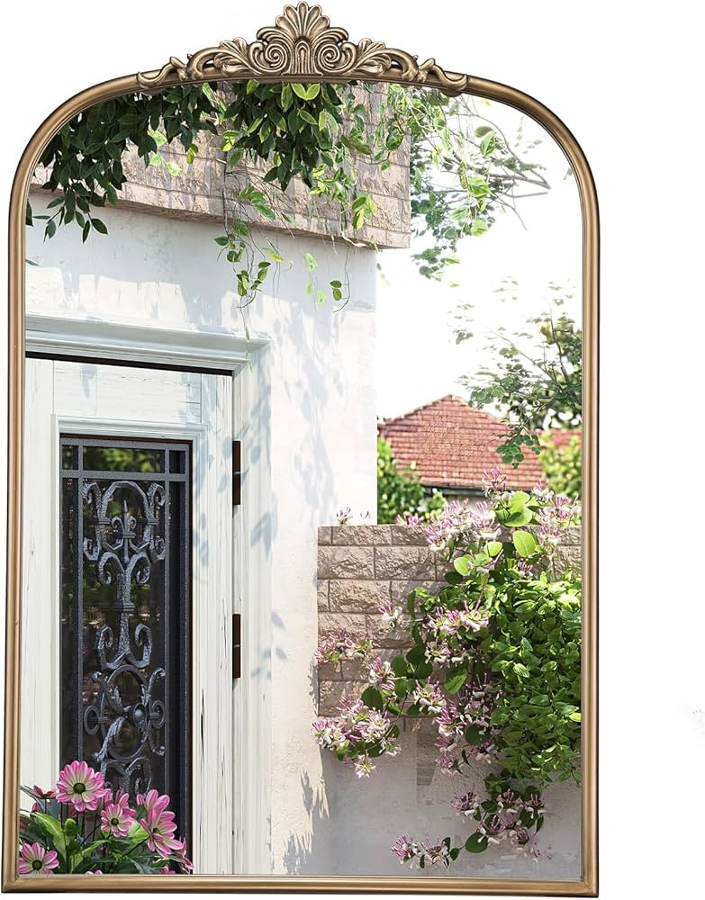 30" x 40" Arched Vintage Gold Mirror for Wall, Antique Bronze Bathroom Mirror with Metal Frame, O... | Amazon (US)