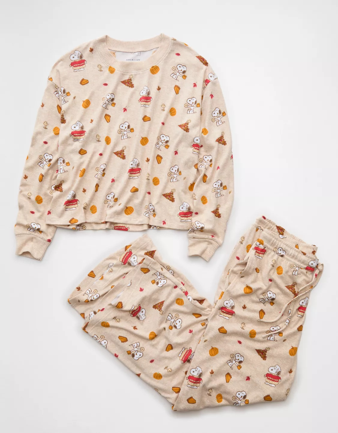 AE Luxe Plush Snoopy Fall Long-Sleeve & Pant PJ Set | American Eagle Outfitters (US & CA)