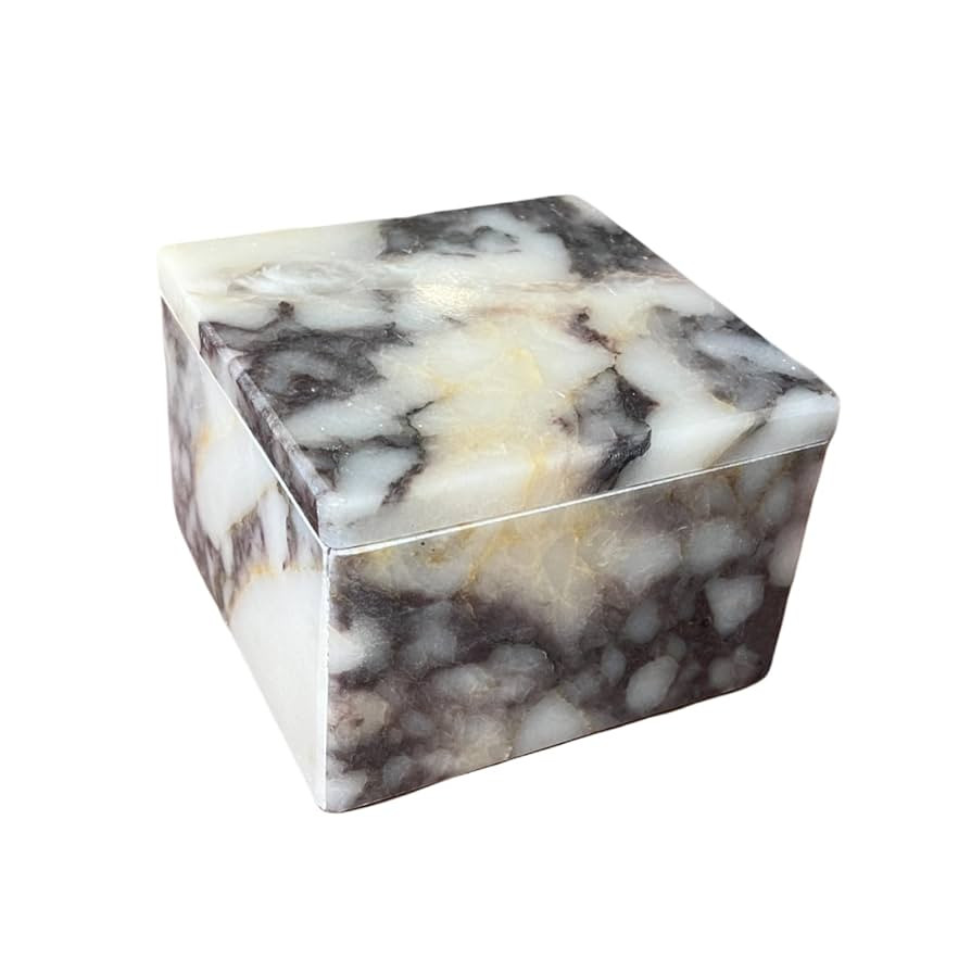 Natural Marble Ring Jewelry Box Cotton Swab Storage Box with Lid Storage Box (Calacatta Violet) | Amazon (US)