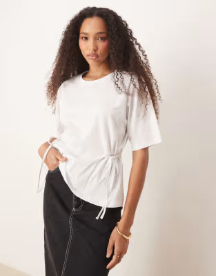 ASOS DESIGN oversized t-shirt with tie detail in white | ASOS (Global)