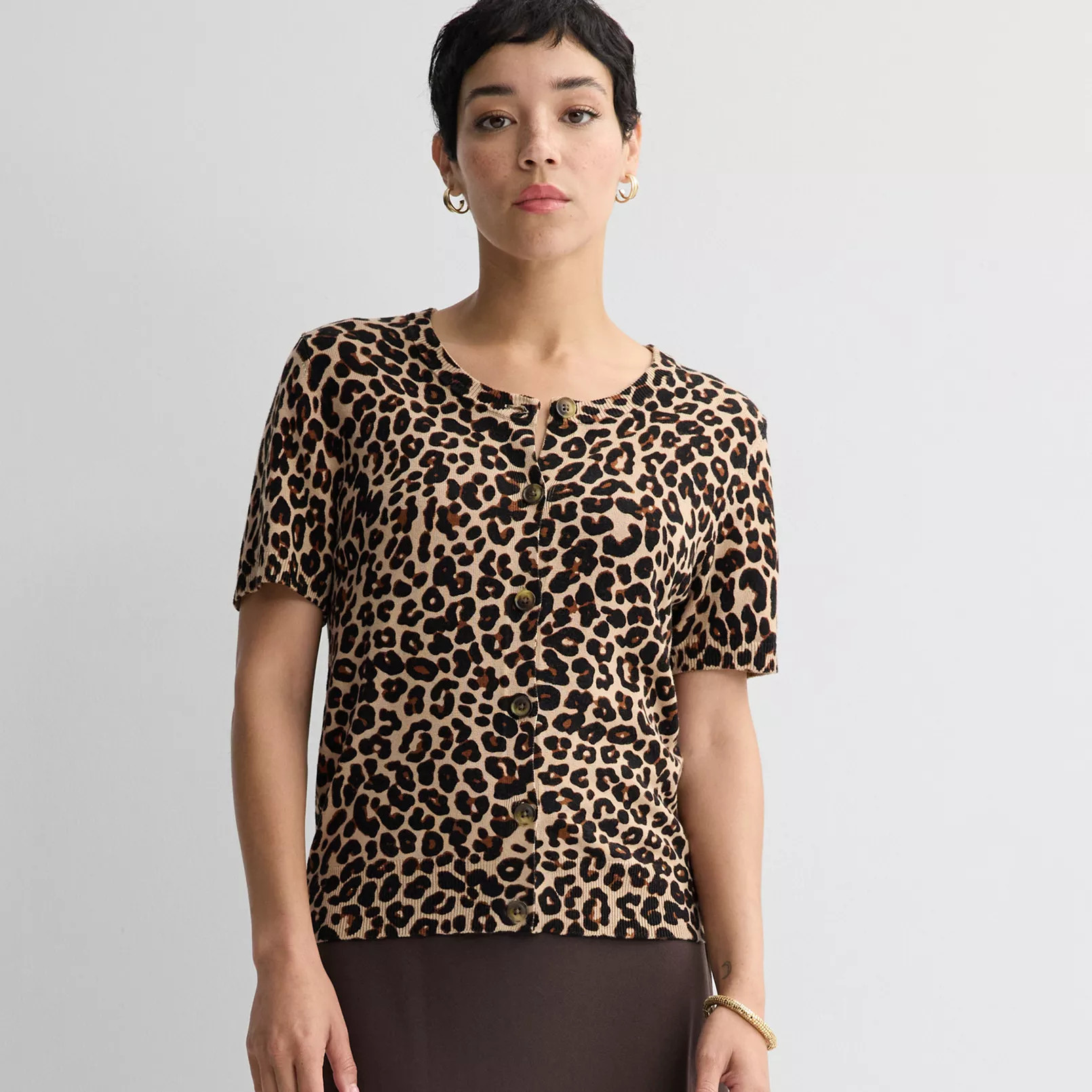 Women's Nine West Jersey Short Sleeve Cardigan | Kohl's
