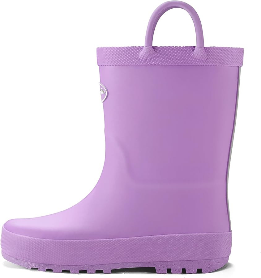 K KomForme Kids Rain Boots, Waterproof Rubber Matte Boots with Easy-on Handles | Amazon (US)