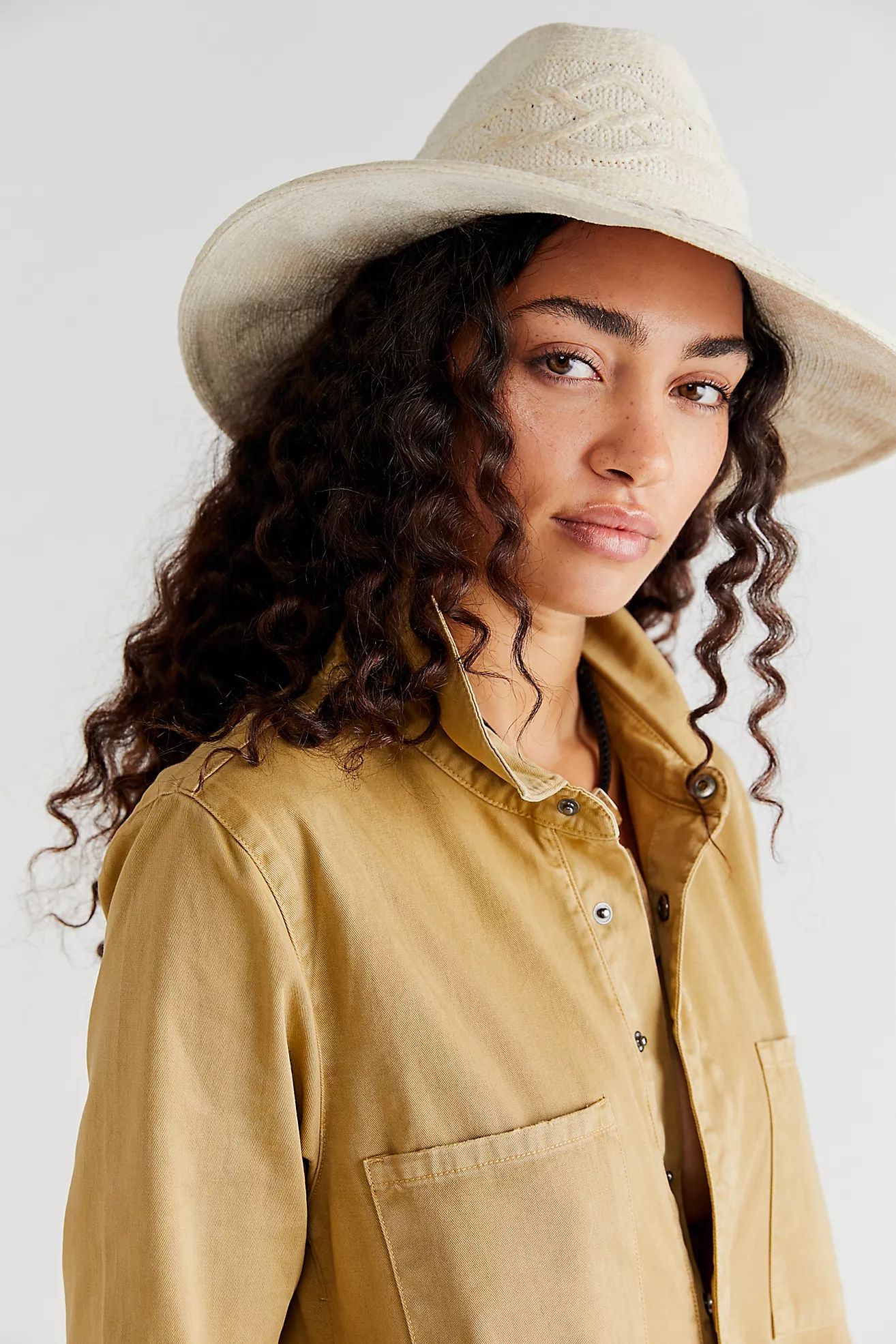Cable Knit Wide Brim Packable Hat | Free People (Global - UK&FR Excluded)