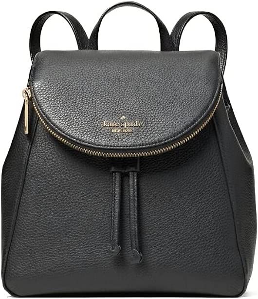 KATE SPADE LEILA MEDIUM FLAP BACKPACK TOTE BAG BLACK SOFT LEATHER | Amazon (US)