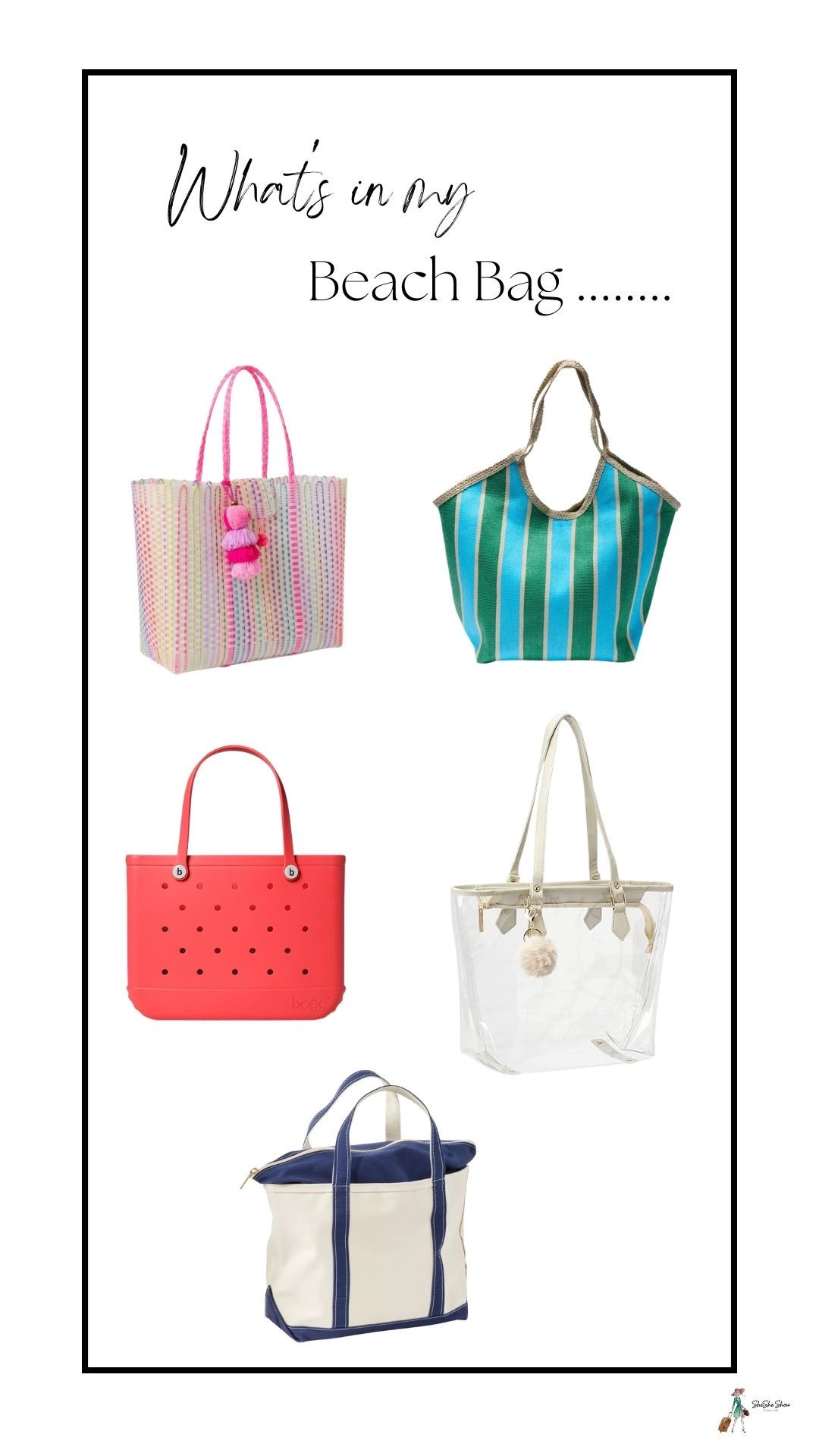 Our top picks….beach bags
At all prices
Canvas bag, rubber bag, acrylic bag 
Read the post “What’s In Your Beach Bag.
Shesheshow.com

#LTKOver40 #LTKSwim #LTKselfcare