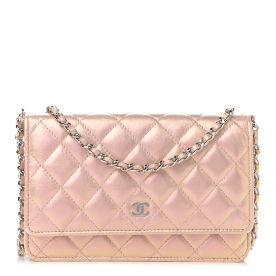 CHANEL Iridescent Calfskin Quilted Wallet On Chain WOC Pink | FASHIONPHILE (US)