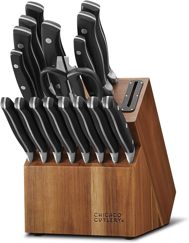 Chicago Cutlery Insignia Triple Rivet Poly (18-PC) Kitchen Knife Block Set With Wooden Block & Bu... | Amazon (US)