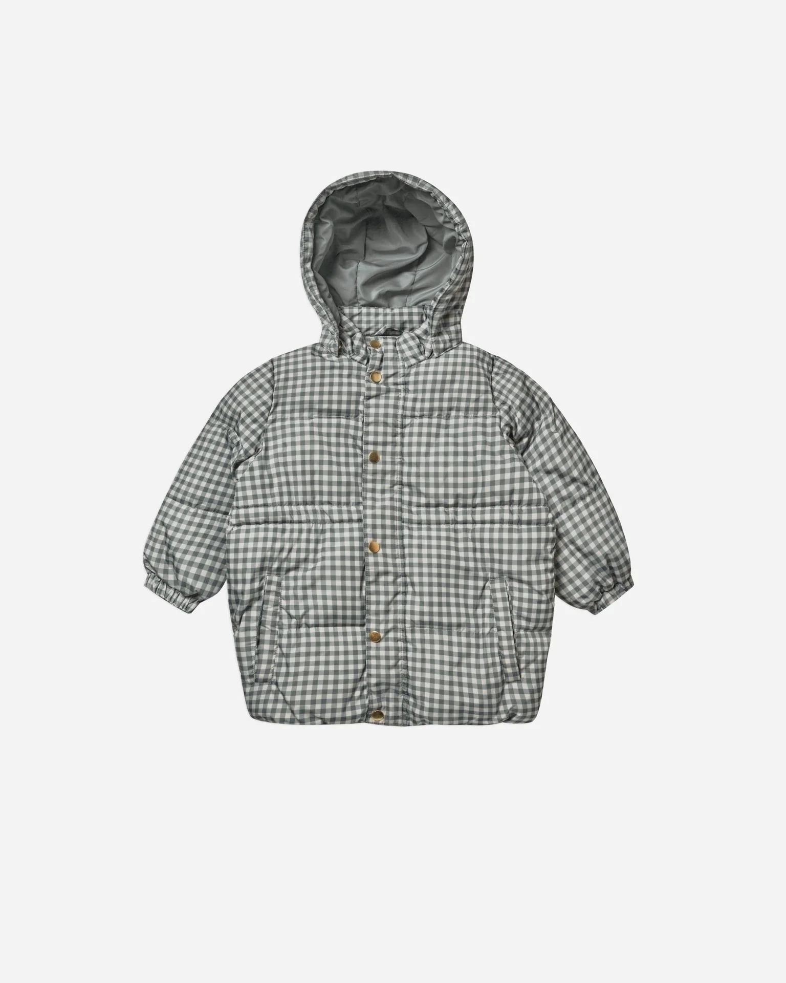 puffer jacket || marine gingham | Rylee + Cru