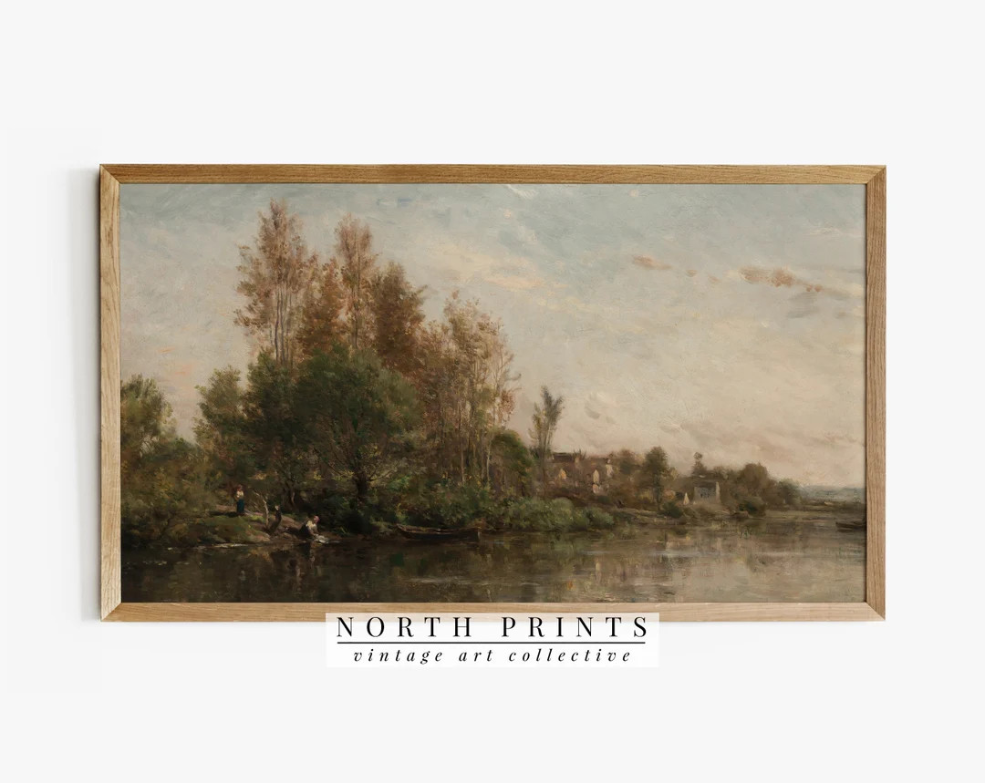 Samsung Frame TV Art | Vintage River Landscape DIGITAL Painting | French Country Art #TV42 | Etsy (US)