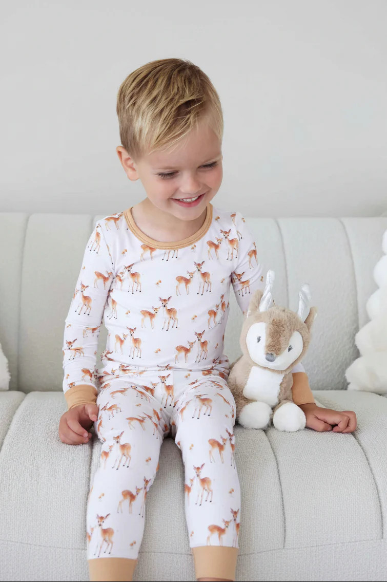 Friendly Fawns Two Piece Pajama Set | Caden Lane