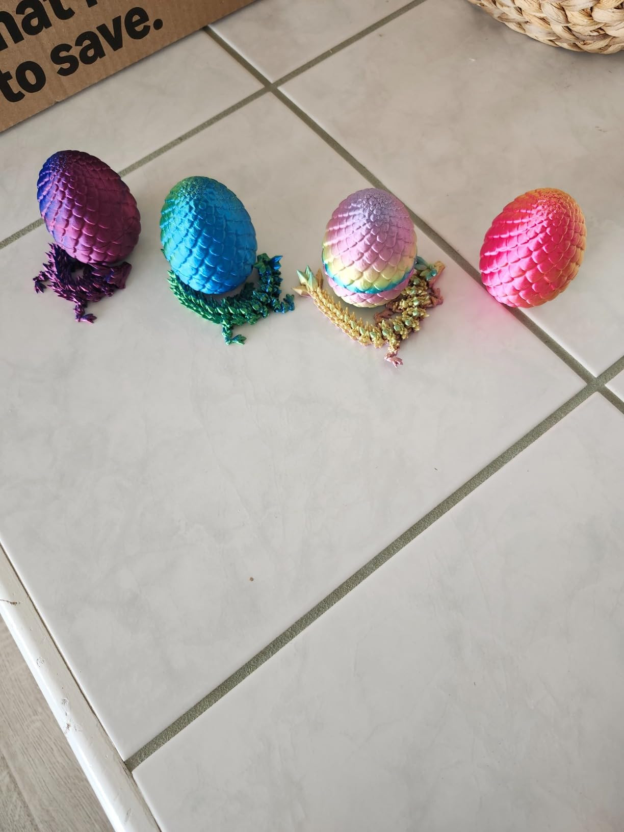 4PCS 3D Printed Easter Dragon Eggs with Dragon Inside, Mini Mystery Dragon Egg Articulated Crystal Dragon Fidget Toy, Surprise 3D Printed Animals Toy Easter Basket Stuffers (4-Piece Set-C) | Amazon (US)