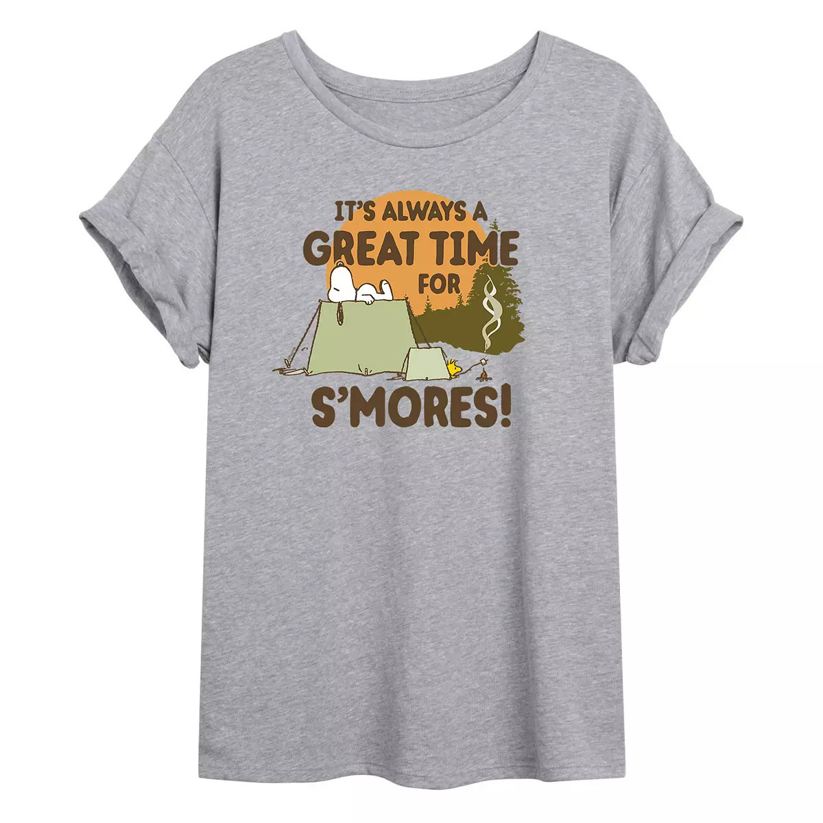 Juniors' Peanuts Snoopy "Time For Smores" Oversized Graphic Tee | Kohl's