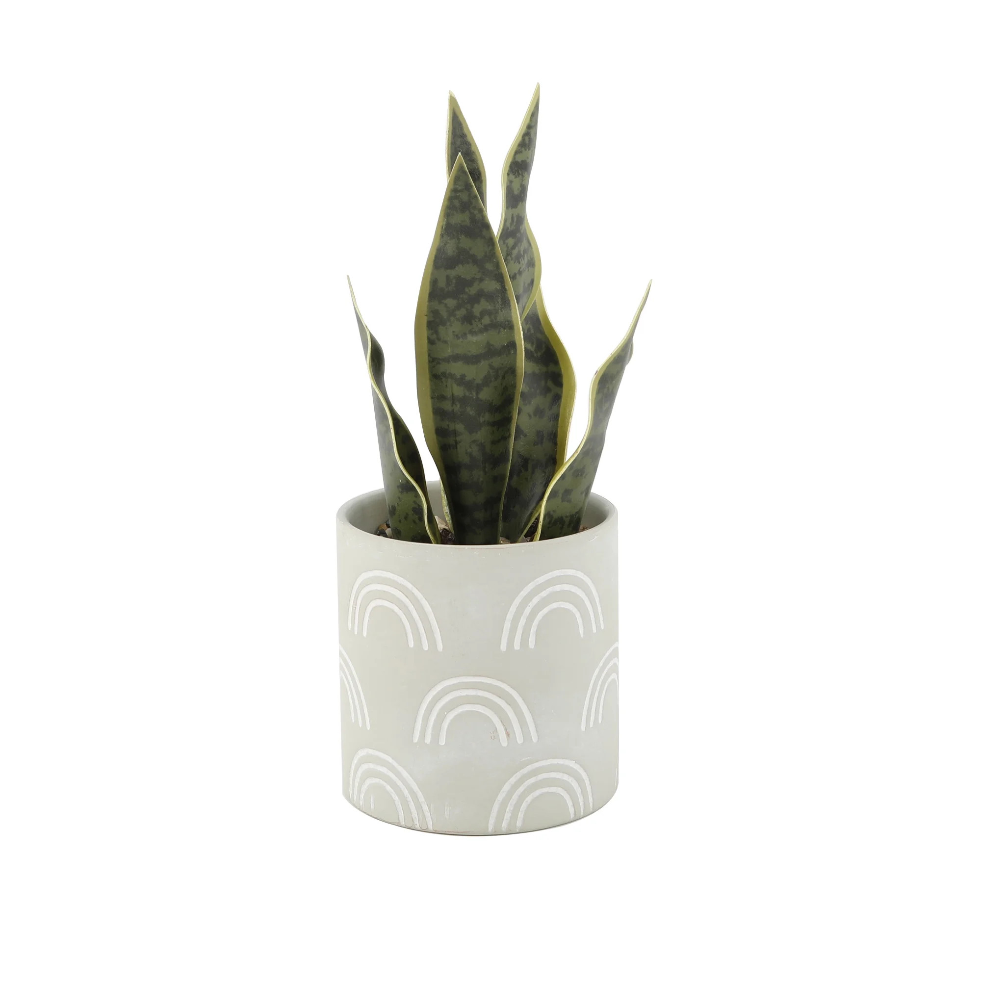 Mainstays 4" Tabletop Artificial Snake Plant in Rainbow Print Terracotta Pot, Sage | Walmart (US)