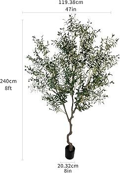 Artificial Tree Faux Olive Tree 8ft(92in,3200leaves) Tall Fake Olive Plant in Pot Fake Silk Tree ... | Amazon (US)