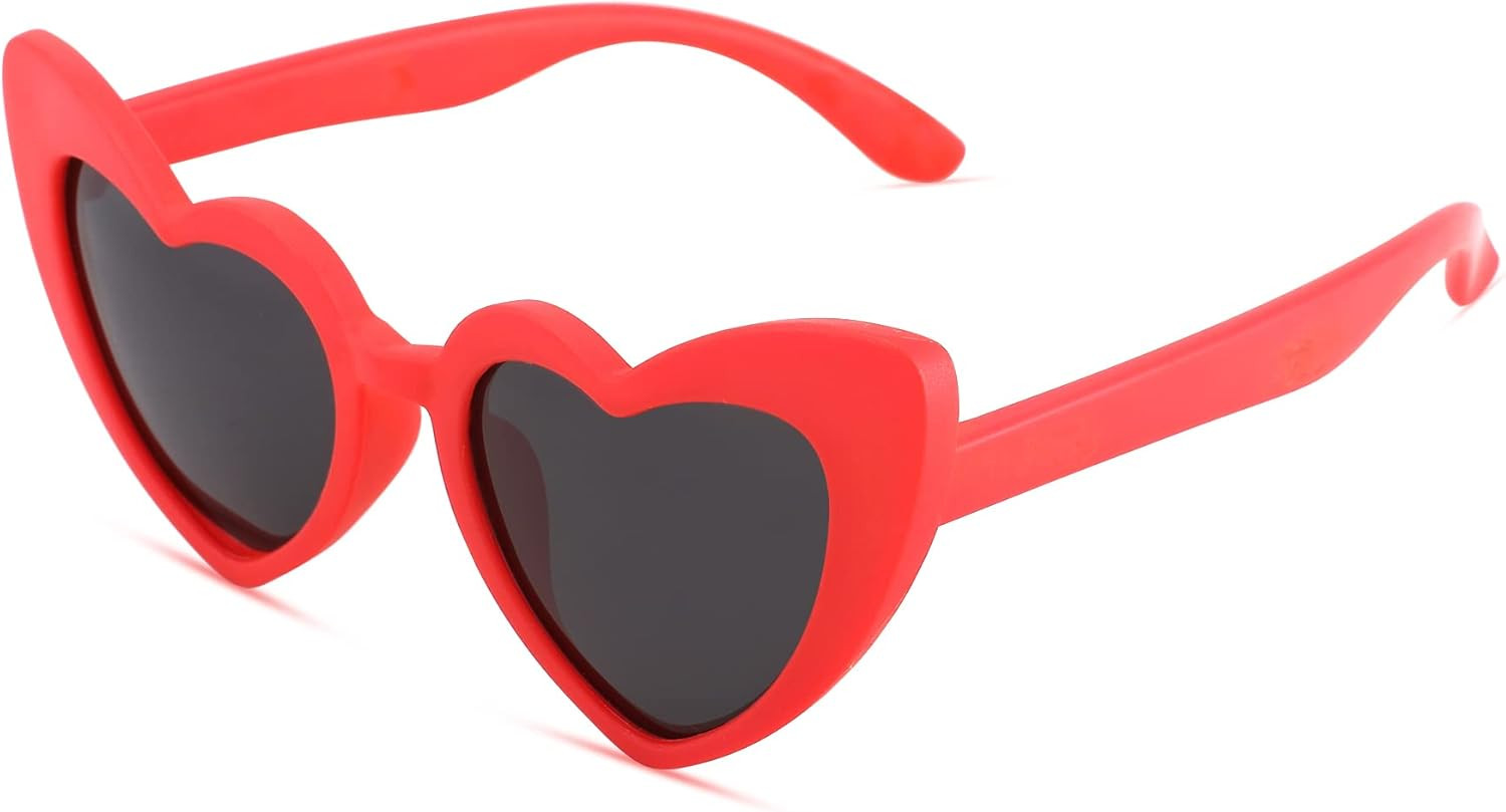 DeBuff Kids Polarized Heart Sunglasses for Girls Toddler Bendable Sunglasses Shades Age 2-8 | Amazon (US)