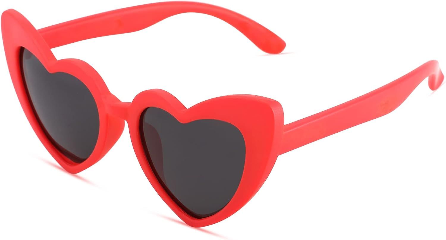 DeBuff Kids Polarized Heart Sunglasses for Girls Toddler Bendable Sunglasses Shades Age 2-8 | Amazon (US)