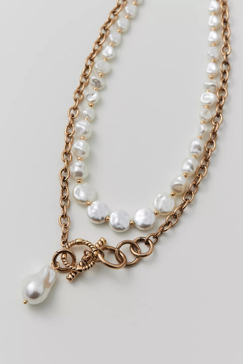 Chain & Pearl Toggle Layered Necklace | Urban Outfitters (US and RoW)