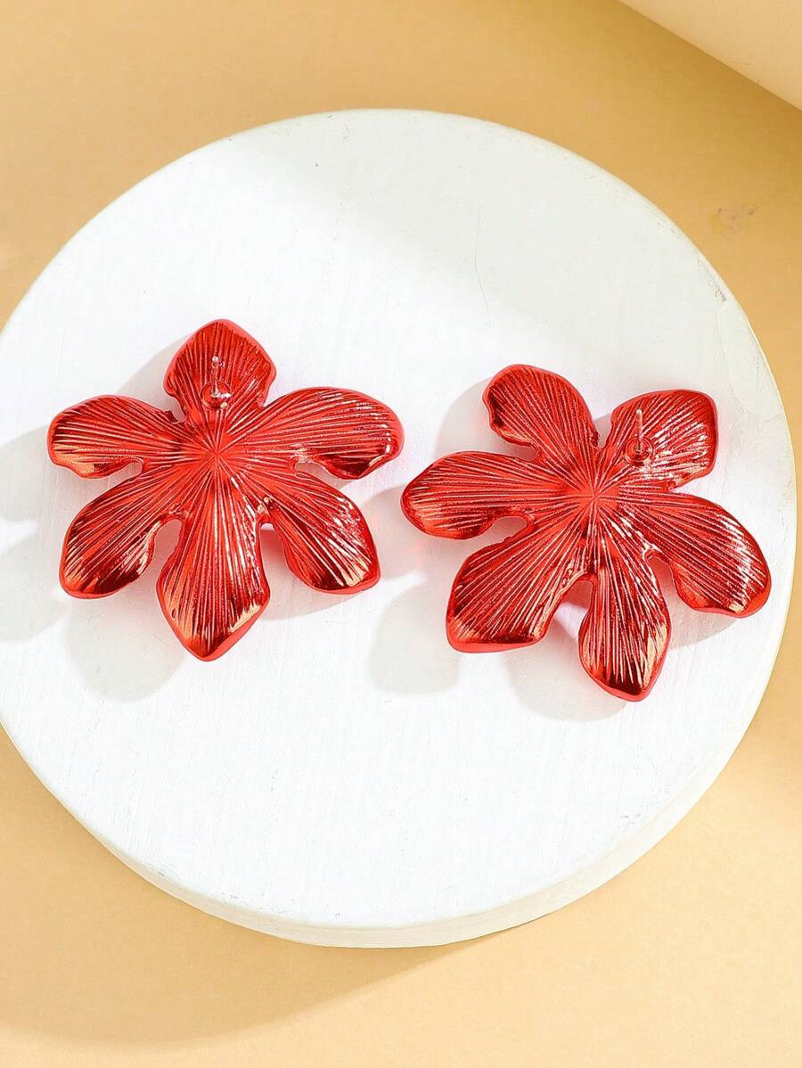 1pair Colorful Floral Statement Earrings, Unique Design Inspired By Jinshan Flower Of Rizhao SKU:... | SHEIN