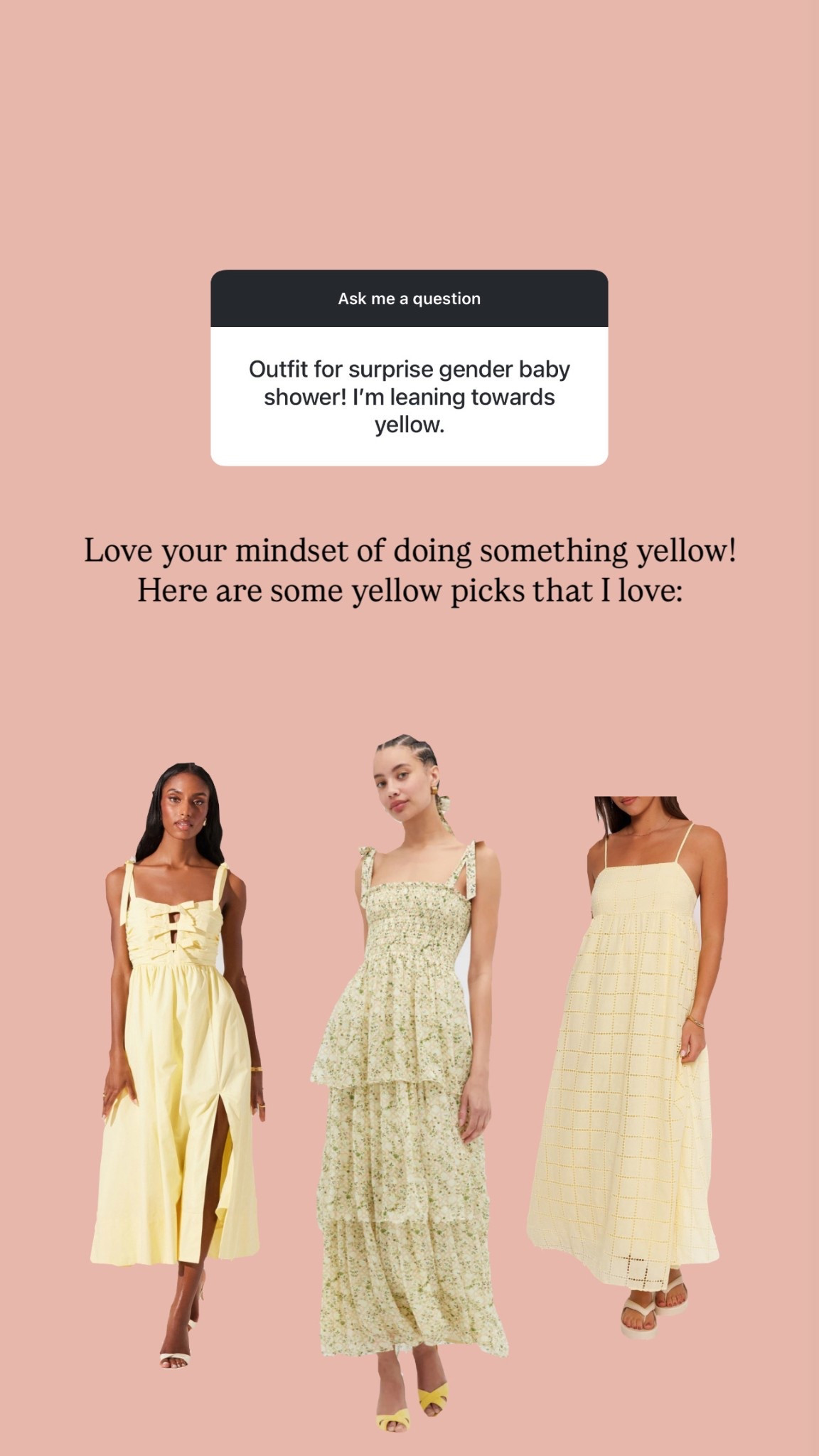 Yellow dress ideas for a surprise gender baby shower! All should be bump friendly!

#LTKBump #LTKBaby #LTKParties