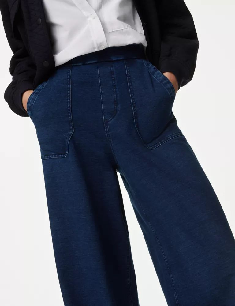 Denim Elasticated Waist Wide Leg Trousers | Marks and Spencer DACH