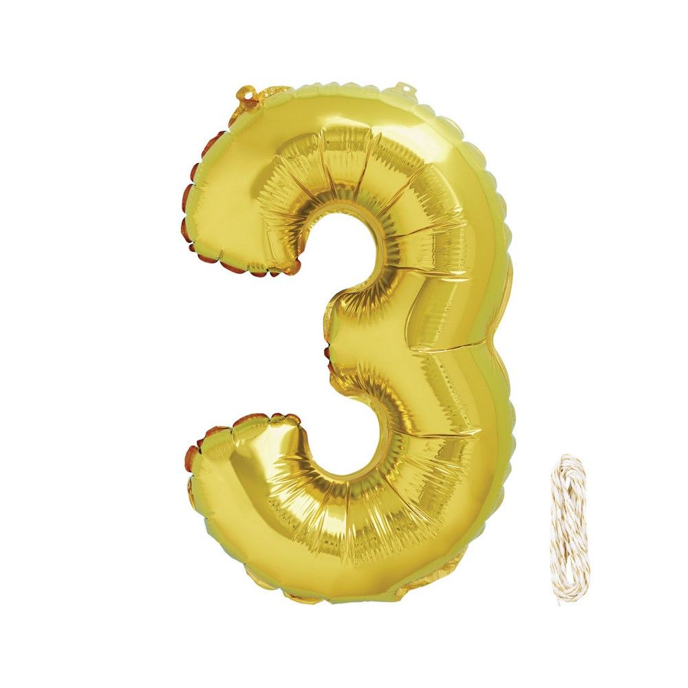 Light Gold Foil Balloon Number 3 - Spritz | Target