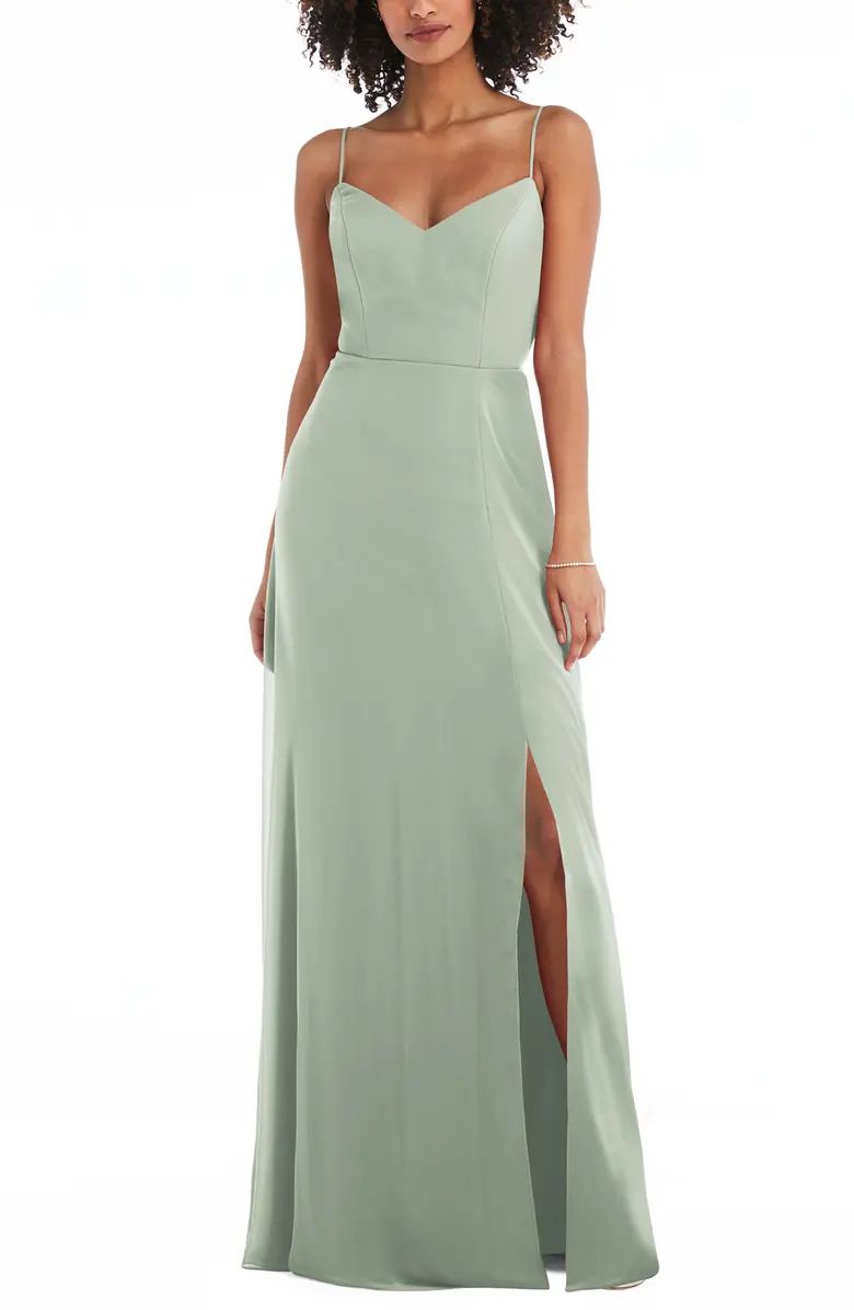 Tie Back Cutout Chiffon Gown | Nordstrom