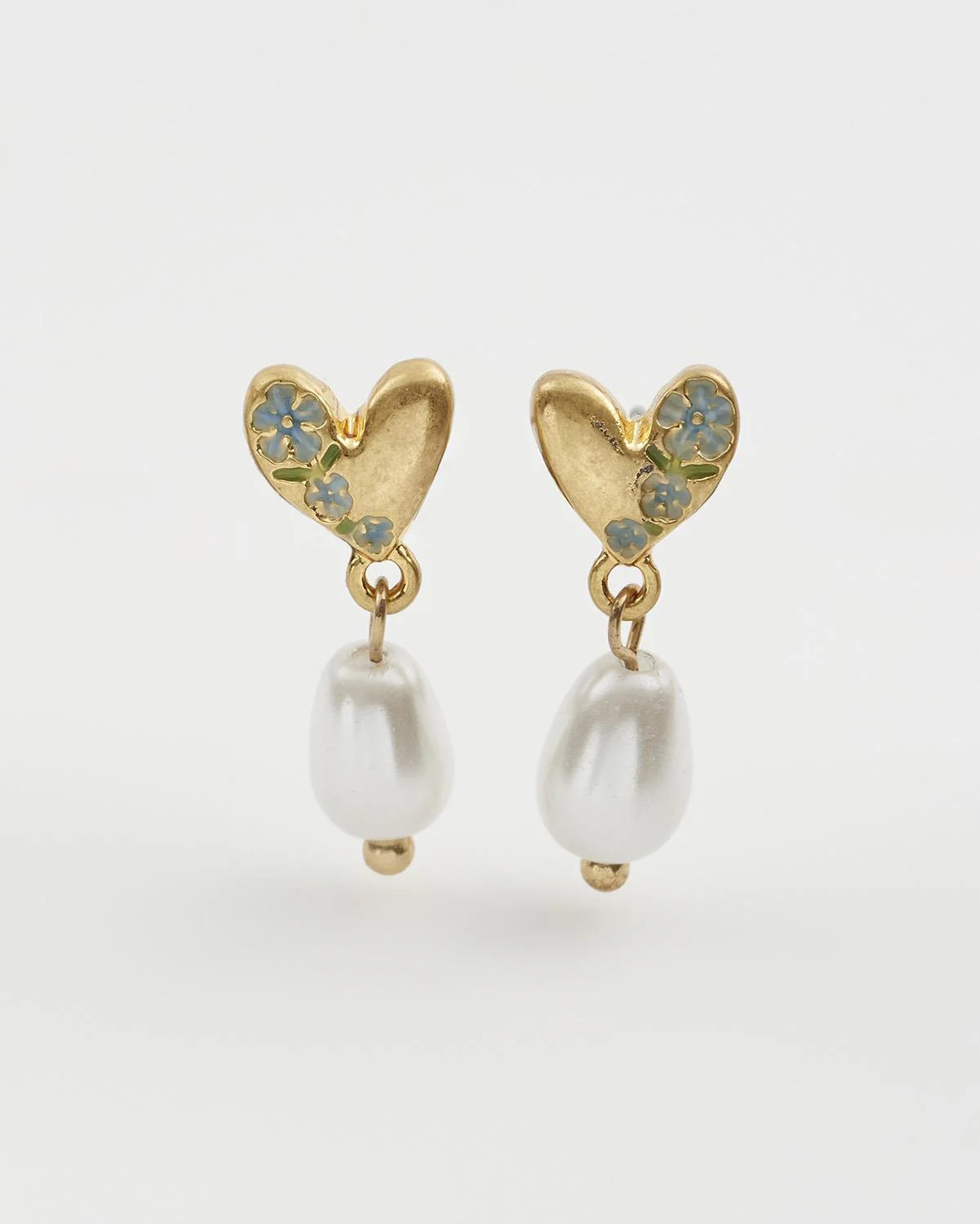 Forget-Me-Not Heart & Pearl Earrings | Fable England