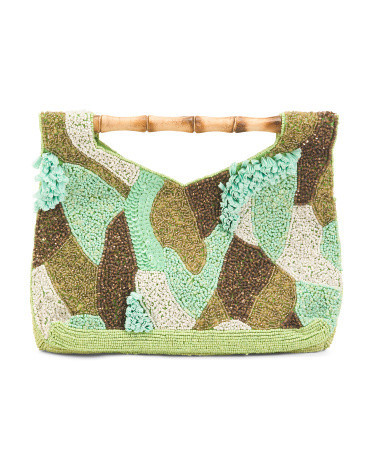 Beaded Bamboo Handle Clutch For Women, Leather | TJ Maxx