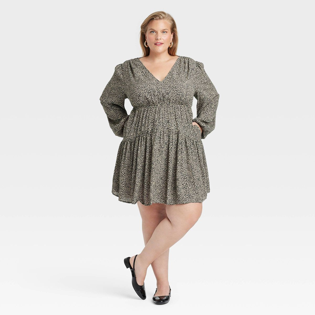 Women's Balloon Long Sleeve Dropped Waist Mini A-Line Dress - A New Day™ | Target