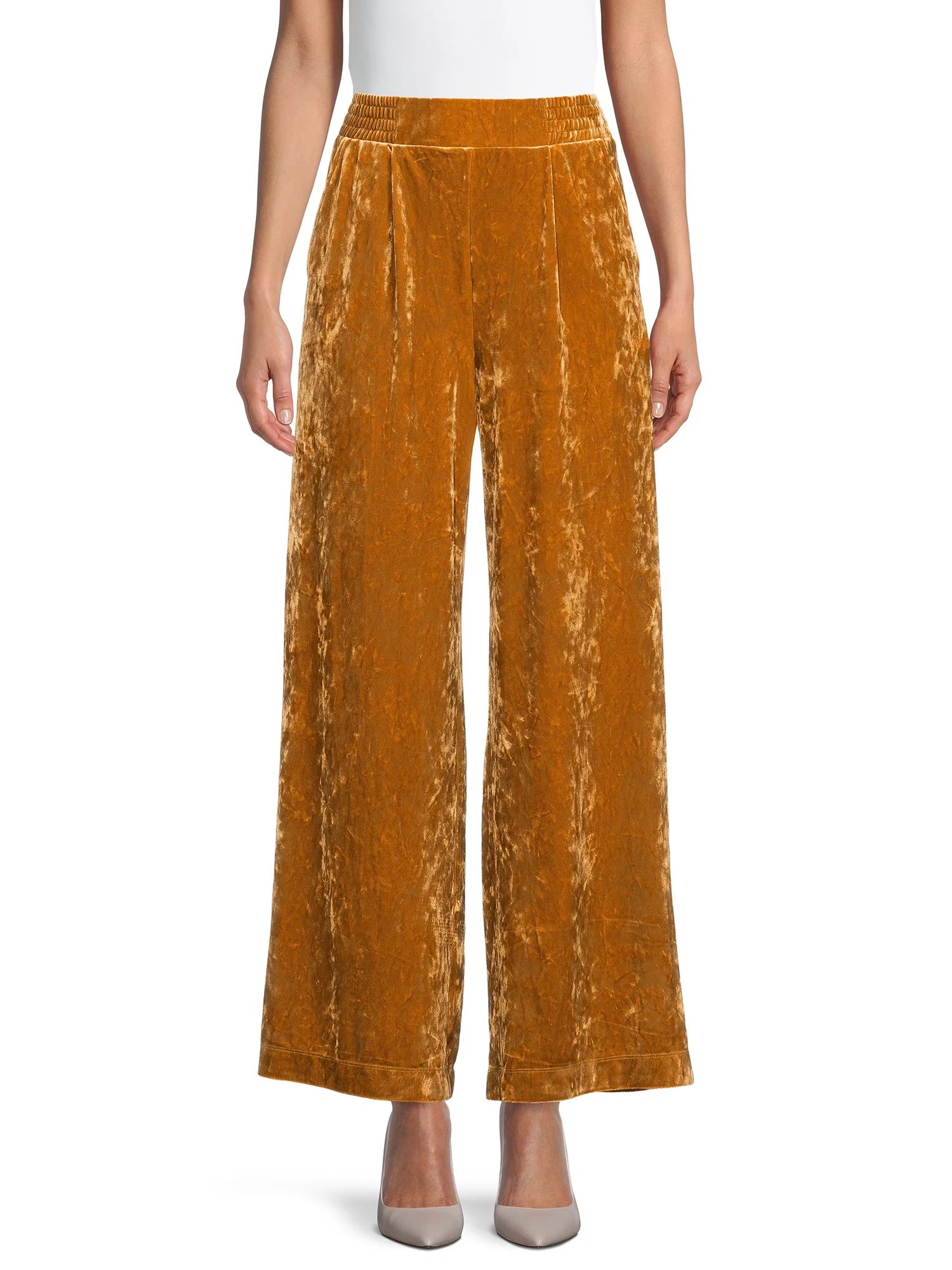 The Get Women's Velvet Wide Leg Pants - Walmart.com | Walmart (US)