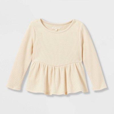 Grayson Collective Toddler Girls' Thermal Peplum Long Sleeve T-Shirt | Target