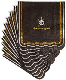 40 Ct 5" New Year’s Cocktail Napkins – Gold Foil Paper Beverage Napkins for Party Drinks, Bar... | Amazon (US)